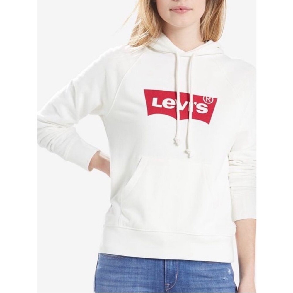 Levi's White Hoodie with Red Logo Tag